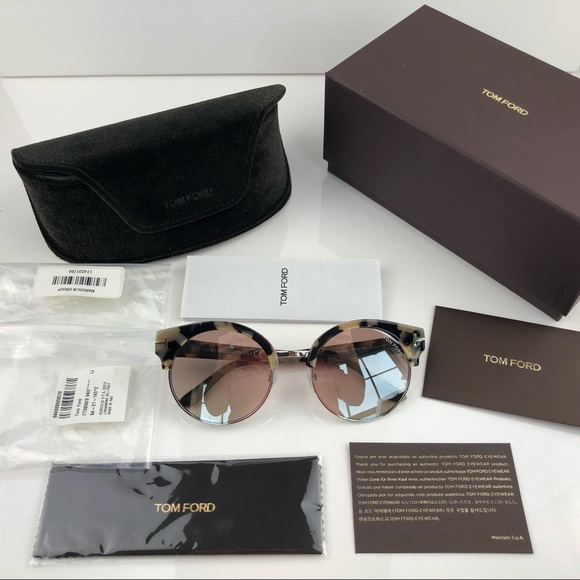 New TOM FORD Alissa Round Havana Brown Sunglasses - Picture 2 of 16